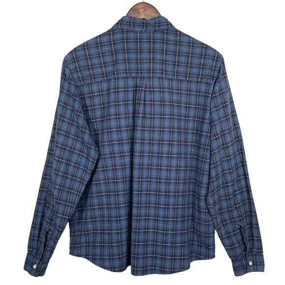Panhandle Slim Shirt‎ Top Women Size L Blue Plaid Button Up Collared 100% Cotton - Picture 4 of 12